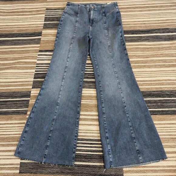 Free People We The Free Curvy Wild Honey Flare Stretch Denim Jeans Blue Sz 29S - Picture 3 of 16
